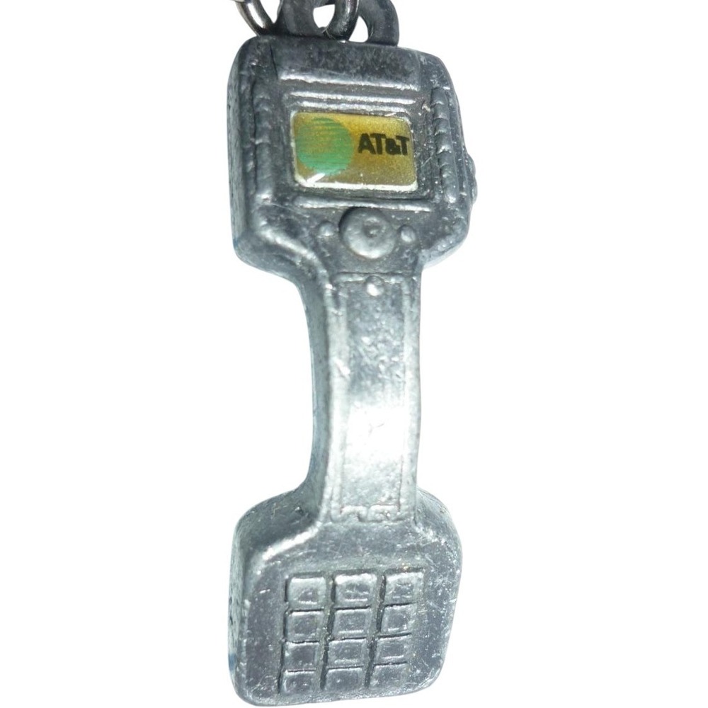 Vintage AT&T Telephone Receiver‎ Handset Pewter Metal Keychain Pewter Retro